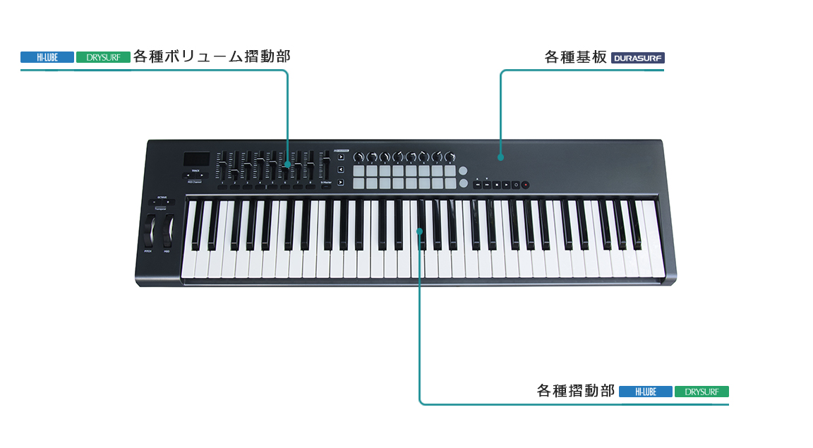 楽器のいたるところに、当製品は使用されています